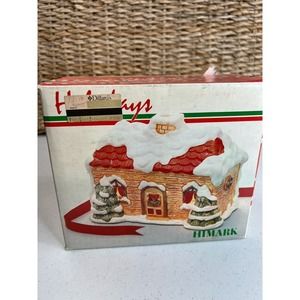 Vintage Holiday Himark Christmas Snowy House Ceramic Candle Holder‎ Home Decor